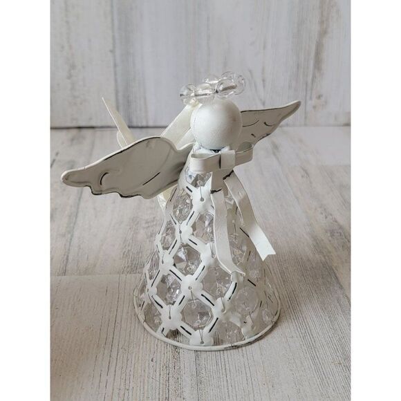 Metal white angel wing beaded ornament Xmas - Picture 5 of 10